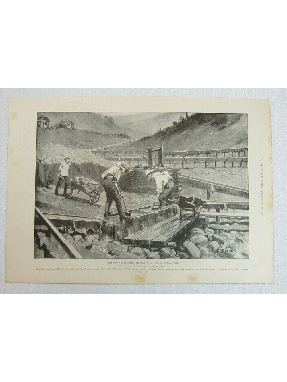 Antique 1898 Print Canada From Euston to Klondike: The River Front, Dawson City